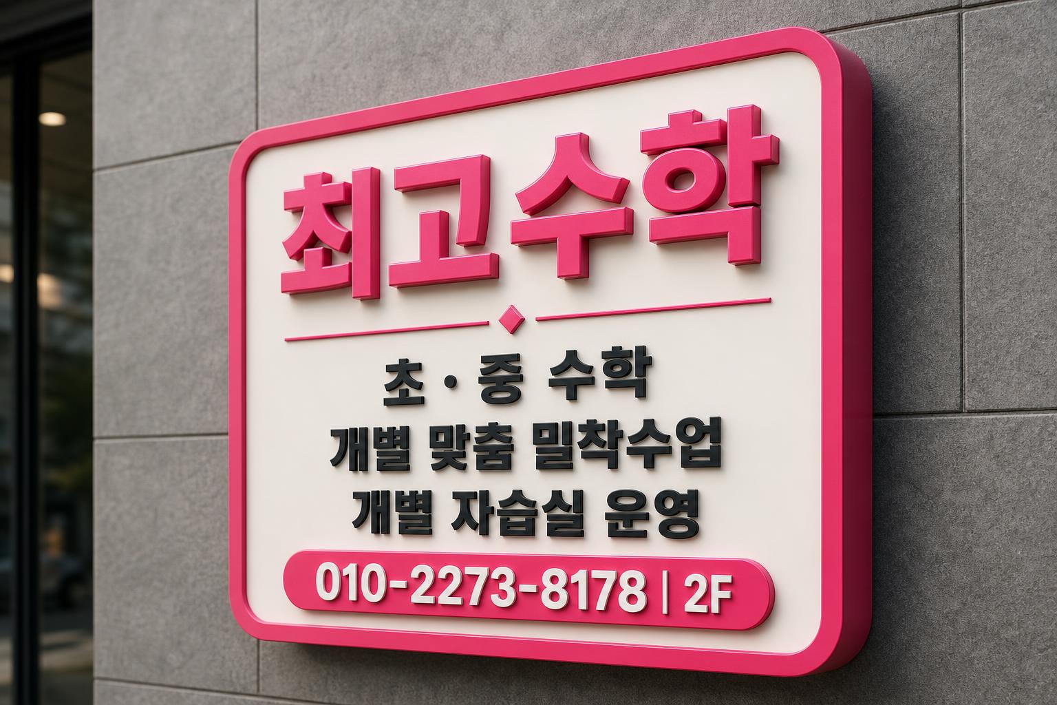 최고수학학원 외부 간판